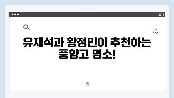 유재석X황정민의 특별한 선택, 풍향고 속 숨겨진 여행 팁 대공개