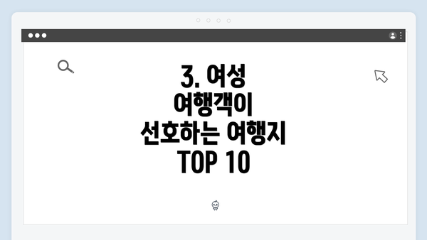 3. 여성 여행객이 선호하는 여행지 TOP 10