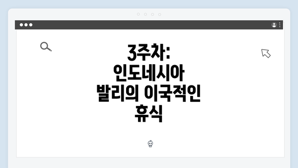 3주차: 인도네시아 발리의 이국적인 휴식