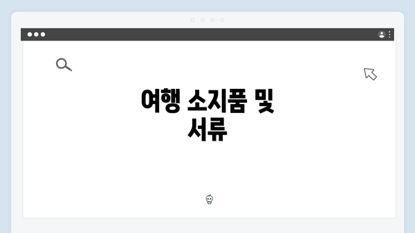 여행 소지품 및 서류