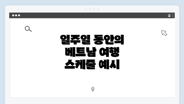 일주일 동안의 베트남 여행 스케줄 예시