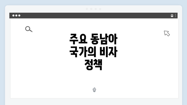 주요 동남아 국가의 비자 정책