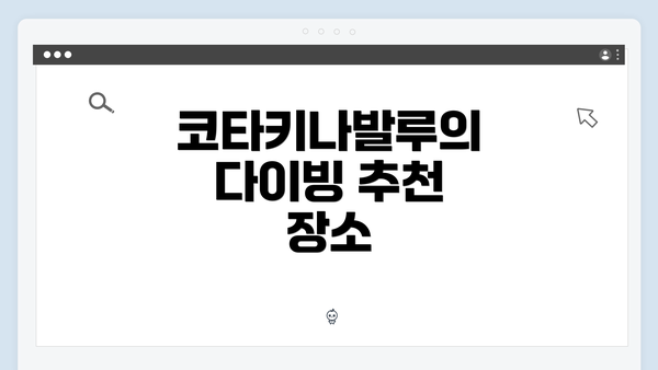 코타키나발루의 다이빙 추천 장소
