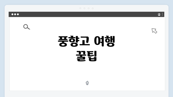풍향고 여행 꿀팁