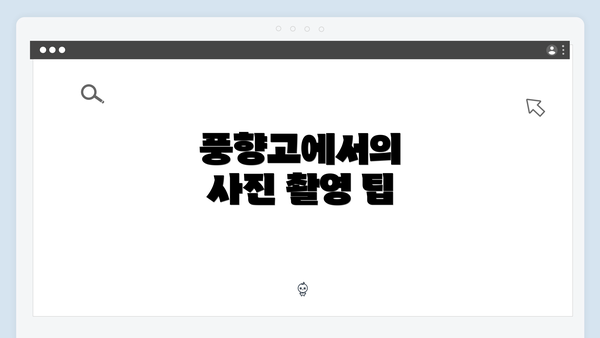 풍향고에서의 사진 촬영 팁