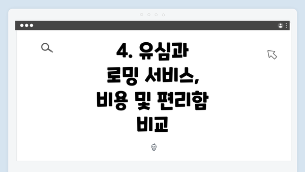4. 유심과 로밍 서비스, 비용 및 편리함 비교