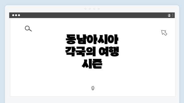 동남아시아 각국의 여행 시즌
