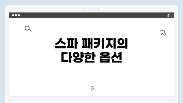 스파 패키지의 다양한 옵션