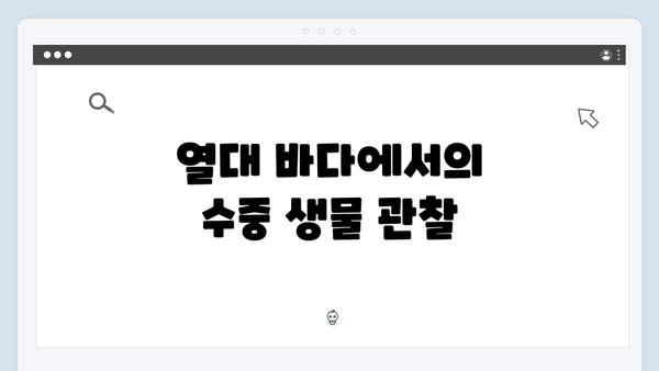 열대 바다에서의 수중 생물 관찰