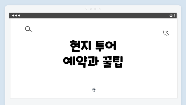 현지 투어 예약과 꿀팁