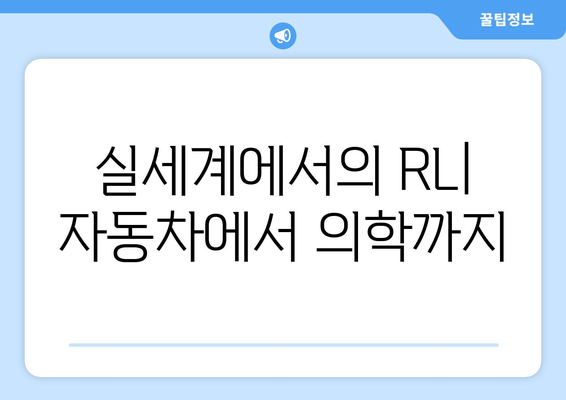 실세계에서의 RL| 자동차에서 의학까지