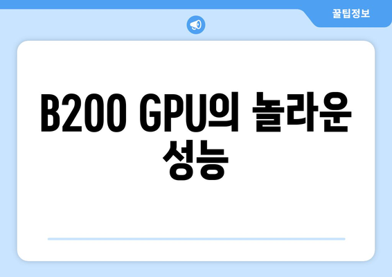 B200 GPU의 놀라운 성능