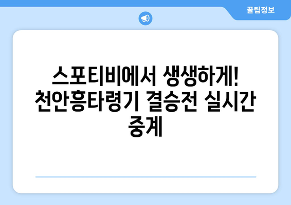 천안흥타령기 결승전 스포티비 중계 안내