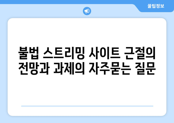 불법 스트리밍 사이트 근절의 전망과 과제