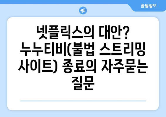 넷플릭스의 대안? 누누티비(불법 스트리밍 사이트) 종료