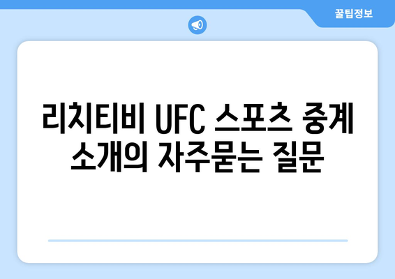 리치티비 UFC 스포츠 중계 소개