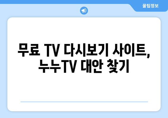 무료 TV 다시보기 대체 수단: 누누TV 대체 사이트