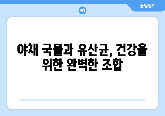 야채 국물과 유산균이 건강에 미치는 이점