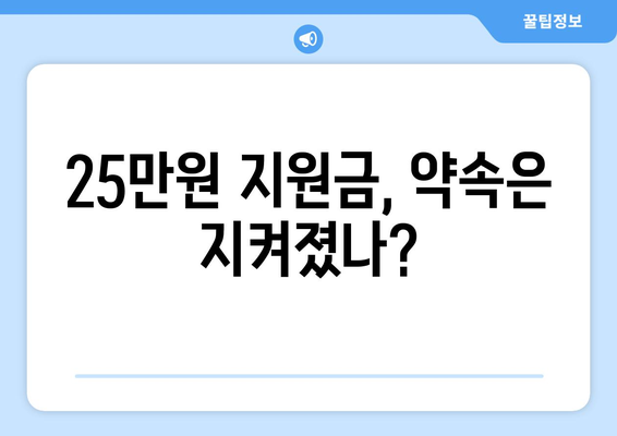 민생 고통 해소를 위한 25만원 지원금: 약속을 행동으로