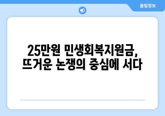 25만원 민생회복지원금의 논란과 갈등