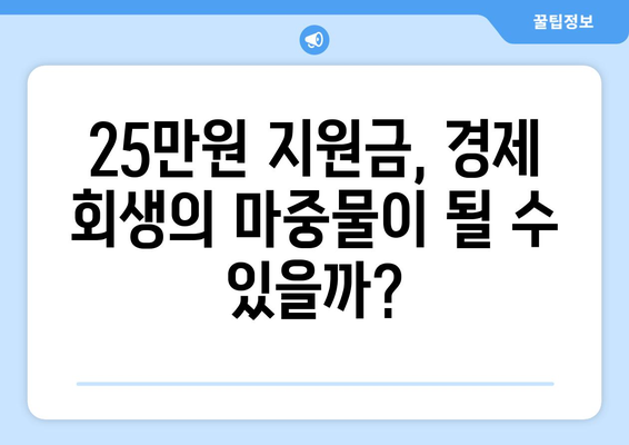 경제 회생의 원동력: 25만원 지원금에 거는 기대