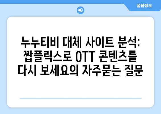 누누티비 대체 사이트 분석: 짭플릭스로 OTT 콘텐츠를 다시 보세요