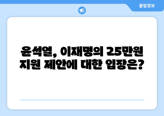 이재명, 윤석열에게 전국민 25만 원 민생 회복 지원금 제안