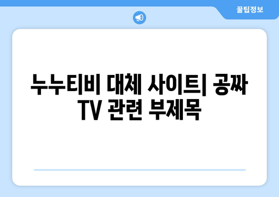 누누티비 대체 사이트: 공짜 TV