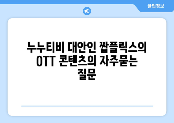 누누티비 대안인 짭플릭스의 OTT 콘텐츠