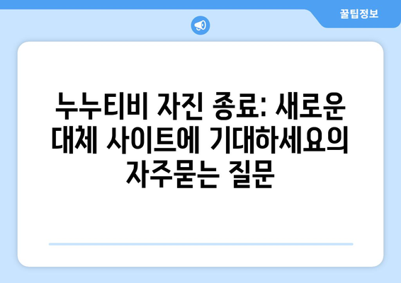 누누티비 자진 종료: 새로운 대체 사이트에 기대하세요