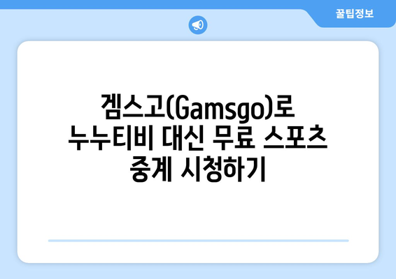 누누티비 대체 겜스고(Gamsgo) 활용법