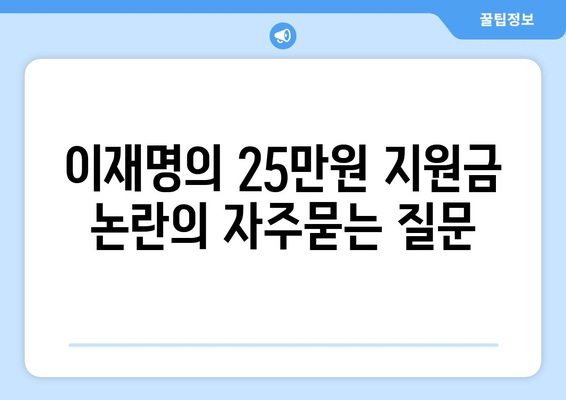 이재명의 25만원 지원금 논란