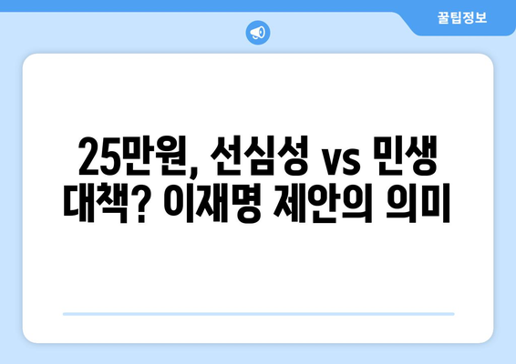 이재명의 25만원 민생지원금 제안: 윤석열 경제 실정 인식 반영