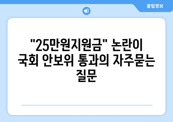 "25만원지원금" 논란이 국회 안보위 통과