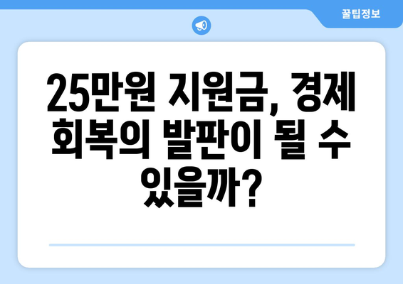 민생 회복을 이끄는 25만원 지원금: 어둠 속에서 밝은 별