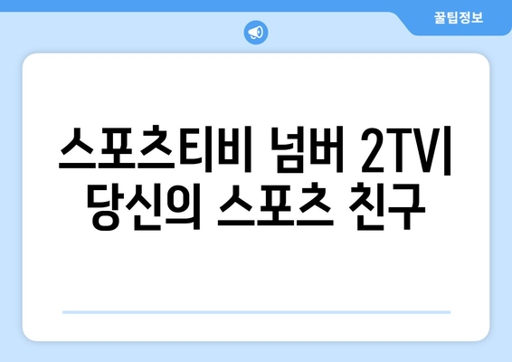 스포츠티비 넘버 2TV 소개 및 시청 방법