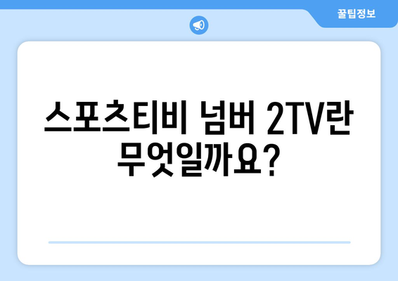 스포츠티비 넘버 2TV 소개 및 시청 방법