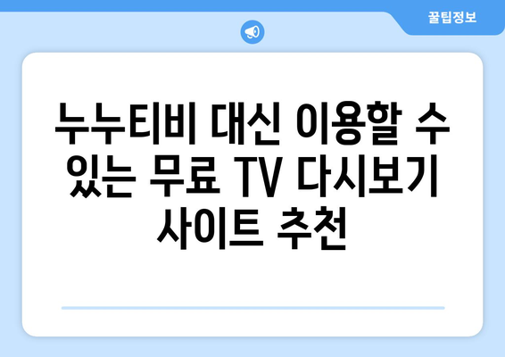 누누티비 대체 무료 TV 다시보기