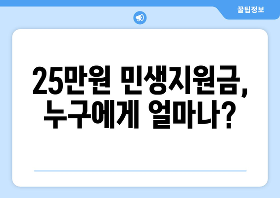 코로나19로 어려워진 가계 지원: 25만원 민생지원금