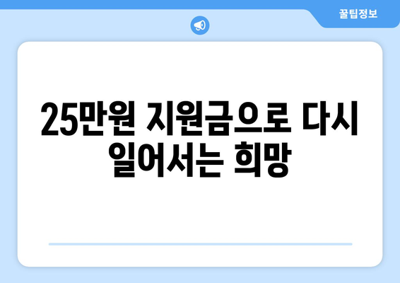 민생 회복을 촉진하는 25만원 지원금: 꿈과 희망을 되살리기