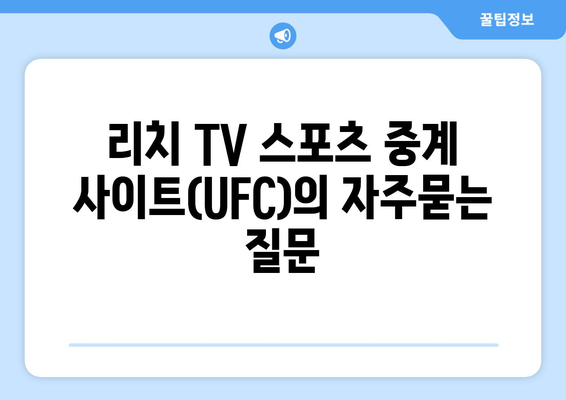 리치 TV 스포츠 중계 사이트(UFC)