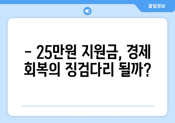 1인당 25만원 지원금, 경제 회복의 열쇠가 될까?