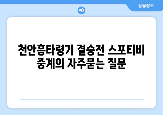 천안흥타령기 결승전 스포티비 중계