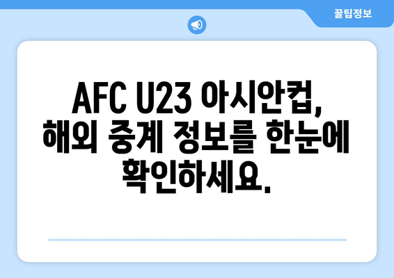 AFC U23 아시안컵 일본 vs 한국 해외 축구 중계