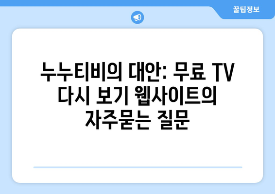 누누티비의 대안: 무료 TV 다시 보기 웹사이트