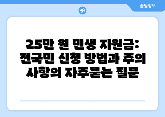 25만 원 민생 지원금: 전국민 신청 방법과 주의 사항