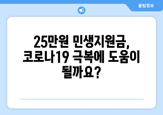 코로나19로 인한 재정적 어려움 지원: 25만원 민생지원금