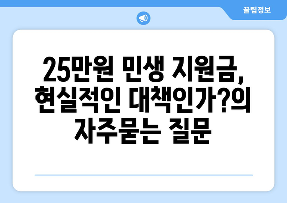 25만원 민생 지원금, 현실적인 대책인가?