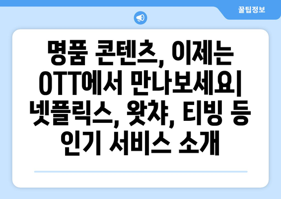 누누티비 대체 없을까?: OTT 시장 현황 분석