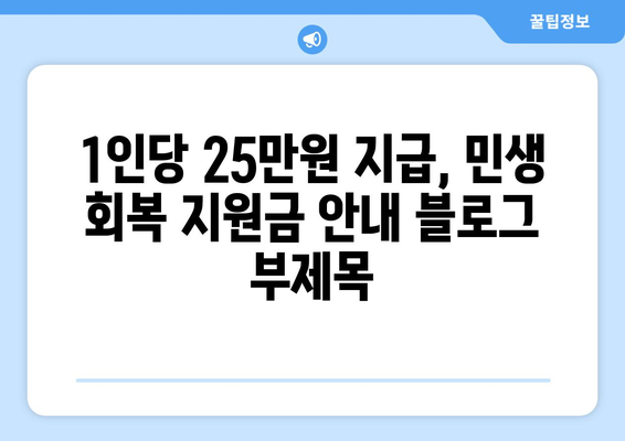 1인당 25만원 지급, 민생 회복 지원금 안내